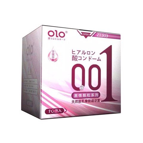 Bao cao su OLO 0.01 Zero Hồng - Siêu mỏng có hạt nhiều gel bôi trơn - Hộp 10 cái